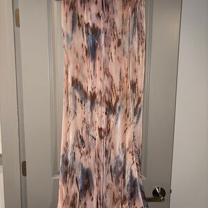 Chic Abstract Maxi Skirt in Pink and Blue